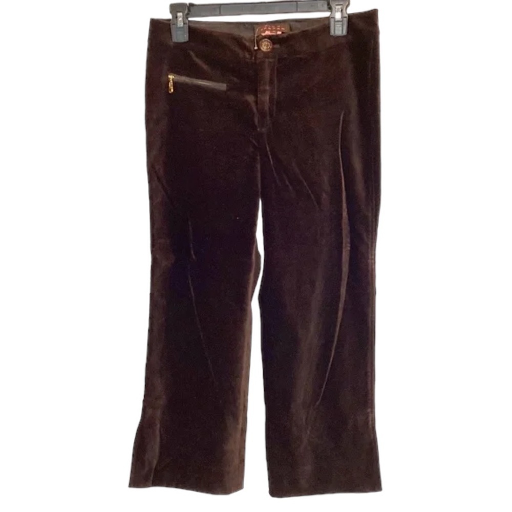 Pink Tartan brown velvet‎ cropped pants size 6